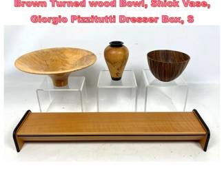 Lot 1526 4pcs Studio Wood Objects. Phil Brown Turned wood Bowl, Shick Vase, Giorgio Pizzitutti Dresser Box, S