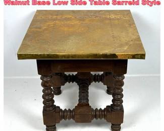 Lot 1494 Vintage Spanish Brass Clad Top Walnut Base Low Side Table Sarreid Style