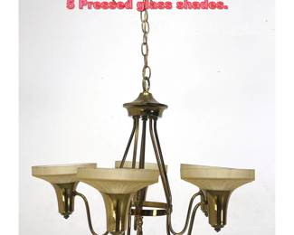 Lot 1222 Vintage Art Deco Chandelier with 5 Pressed glass shades.