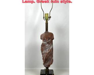 Lot 1405 Classical Form Terracotta Table Lamp. Greek ruin style. 