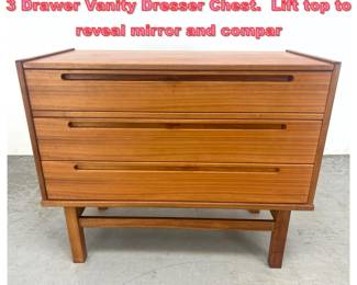 Lot 1266 Danish Modern Teak Nils Jonsson 3 Drawer Vanity Dresser Chest. Lift top to reveal mirror and compar