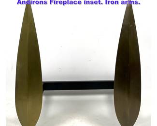 Lot 888 Heavy Solid Bronze French deco Andirons Fireplace inset. Iron arms.