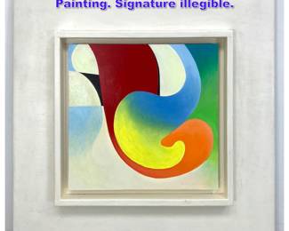 Lot 933 Modernist Hard Edge Abstract Painting. Signature illegible.