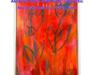 Lot 972 HE 03 Large oil painting on canvas. Abstract floral with bold, energetic brushstrokes in a warm pale