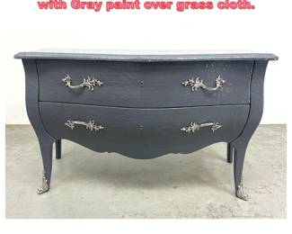 Lot 1422 French Style Commode Dresser with Gray paint over grass cloth. 