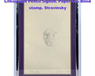 Lot 663 Alberto Giacometti Original Lithograph Pencil signed. Paper has Blind stamp. Stravinsky