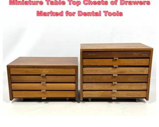Lot 1345 2 Vintage Diminutive Walnut Miniature Table Top Chests of Drawers Marked for Dental Tools