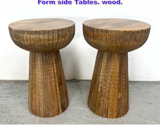 Lot 1053 Pair Contemporary Modern Drum Form side Tables. wood.