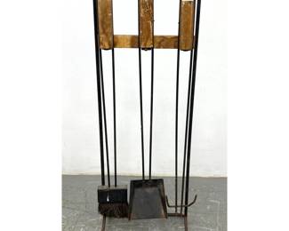 Lot 1312 Iron and Wood Fireplace Tool Set. 