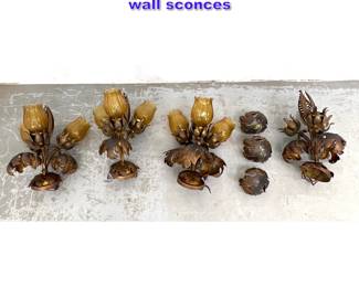 Lot 1130 Italian gilt metal floral wall sconces