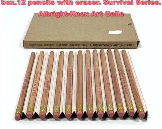 Lot 1300 Jenny Holzer Truisms pencils in box.12 pencils with eraser. Survival Series. AlbrightKnox Art Galle