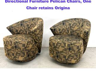 Lot 916 Pair Vladimir Kagan Attributed for Directional Furniture Pelican Chairs, One Chair retains Origina