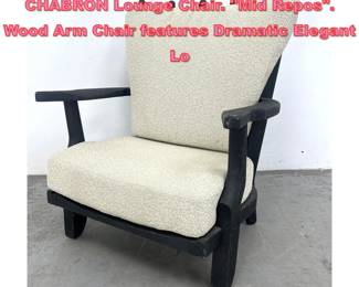 Lot 1486 Ebonized GUILLERME et CHABRON Lounge Chair. Mid Repos. Wood Arm Chair features Dramatic Elegant Lo