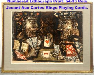Lot 824 ANTONI CLAVE Signed and Numbered Lithograph Print. 5495 Rois Jouant Aux Cartes Kings Playing Cards.