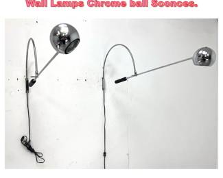 Lot 1369 Pair Robert Sonneman Orbiter Wall Lamps Chrome ball Sconces.
