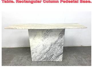 Lot 1325 Marble Modernist Console Hall Table. Rectangular Column Pedestal Base. 