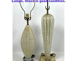 Lot 1066 2pcs Murano Art Glass Table Lamps. Glass in good condition.