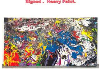 Lot 1254 Large Swirl Painting On Canvas. Signed . Heavy Paint. 