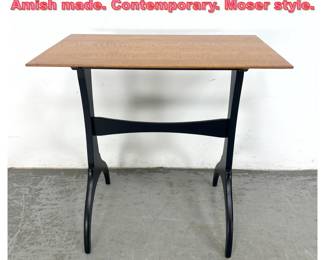 Lot 1330 Black base Wood Top Side Table. Amish made. Contemporary. Moser style. 