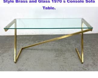 Lot 1076 DESIGN INSTITUTE of AMERICA Style Brass and Glass 1970 s Console Sofa Table.