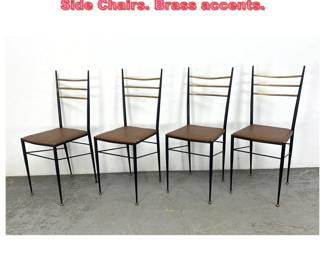 Lot 1318 Set of 4 Nice Italian Ponti style Side Chairs. Brass accents. 