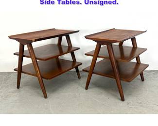 Lot 615 Pair Merton Gershun style Walnut Side Tables. Unsigned.