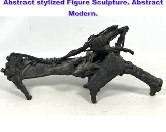 Lot 858 Heavy Solid Bronze Brutalist Abstract stylized Figure Sculpture. Abstract Modern.