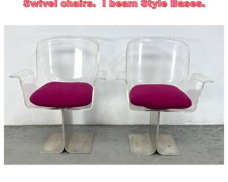 Lot 1298 Pair Pace Lucite and Aluminum Swivel chairs. I beam Style Bases. 