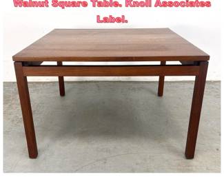 Lot 1376 Florence Knoll American Modern Walnut Square Table. Knoll Associates Label.