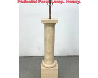 Lot 1620 Large Travertine Column Pedestal Form Lamp. Heavy. 