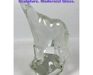Lot 688 Figural Art Glass Polar Bear Sculpture. Modernist Glass.
