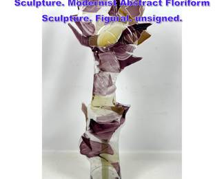 Lot 675 CHARLES BRAY Studio Art Glass Sculpture. Modernist Abstract Floriform Sculpture. Figural. unsigned.