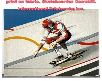 Lot 1326 Design Klaus Heider Silkscreen print on fabric. Skateboarder Downhill. International Printworks inc.