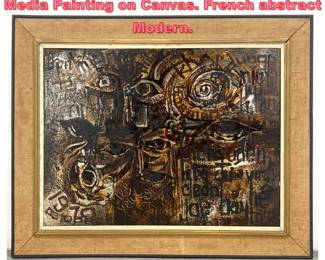 Lot 1236 Georges Ebrin Adingra Mixed Media Painting on Canvas. French abstract Modern.