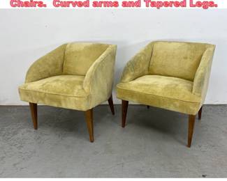 Lot 1367 Pair Vintage Italian Style Lounge Chairs. Curved arms and Tapered Legs. 