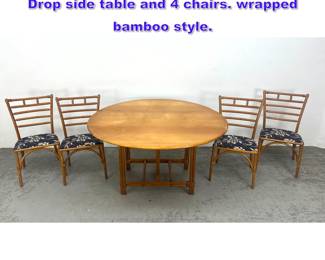 Lot 1037 Heywood Wakefield Dining Set. Drop side table and 4 chairs. wrapped bamboo style.