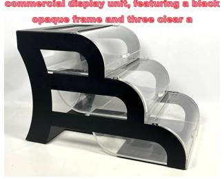 Lot 1635 Rosseto BK017 threetiered commercial display unit, featuring a black opaque frame and three clear a