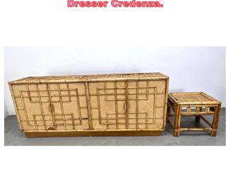 Lot 1355 Bamboo and Rattan Low Dresser Credenza.