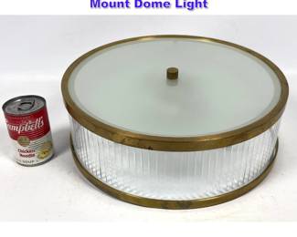 Lot 1127 Brass and Etched Glass Ceiling Mount Dome Light