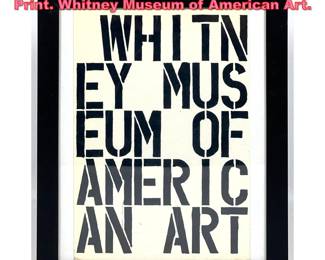 Lot 1314 Christopher Wool Lithograph Print. Whitney Museum of American Art. 