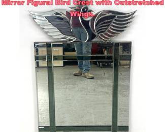 Lot 1425 Decorator Wall Mirror. Colored Mirror Figural Bird Crest with Outstretched Wings. 