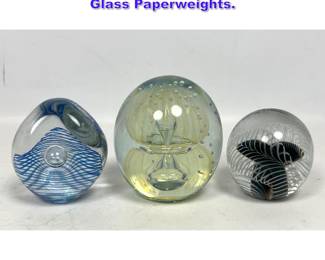 Lot 697 3pcs Signed Eickholt Blown Art Glass Paperweights.