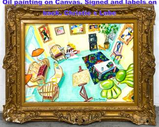 Lot 1107 ERIC BROWN 91 My Living Room Oil painting on Canvas. Signed and labels on back. Christie s Labe