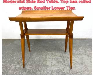 Lot 1578 Robsjohn Gibbings style Modernist Side End Table. Top has rolled edges. Smaller Lower Tier. 