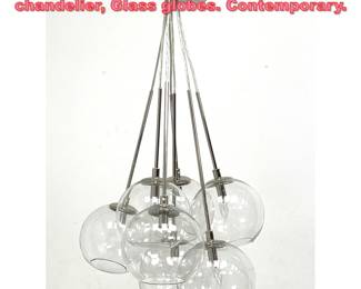 Lot 1619 Modern 7 globe cluster chandelier, Glass globes. Contemporary.