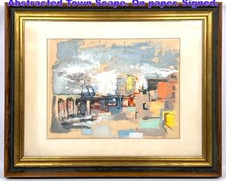 Lot 648 KASSOY Modernist Painting. Abstracted Town Scape. On paper. Signed.