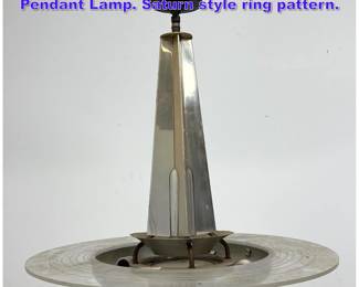 Lot 985 Industrial Saucer Chandelier Pendant Lamp. Saturn style ring pattern.