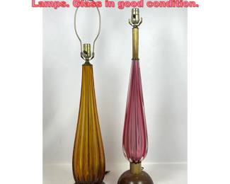 Lot 1364 2pcs Murano Art Glass Table Lamps. Glass in good condition.