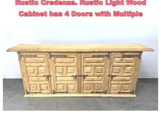 Lot 1577 Belgian Paneled Door Sideboard. Rustic Credenza. Rustic Light Wood Cabinet has 4 Doors with Multiple