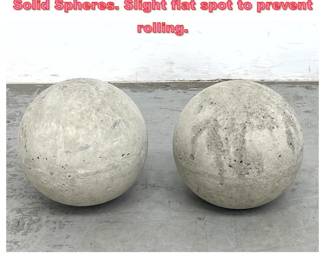 Lot 1680 Pair 8 inch Cement garden balls. Solid Spheres. Slight flat spot to prevent rolling.